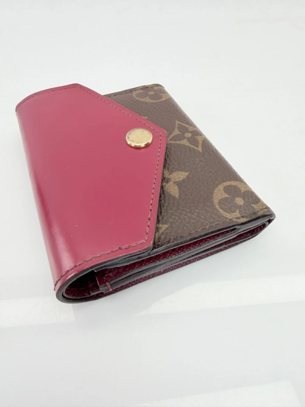 Louis Vuitton Brown Zoe Fushcia Monogram Wallet
